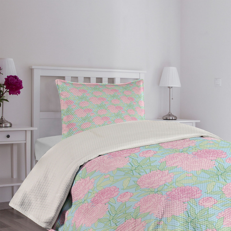 Fresh Petals Sprout Stems Bedspread Set