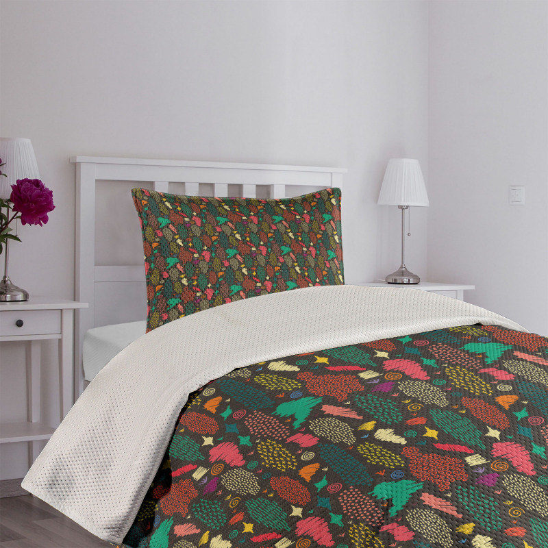 Tribal Shapes Spirals Bedspread Set