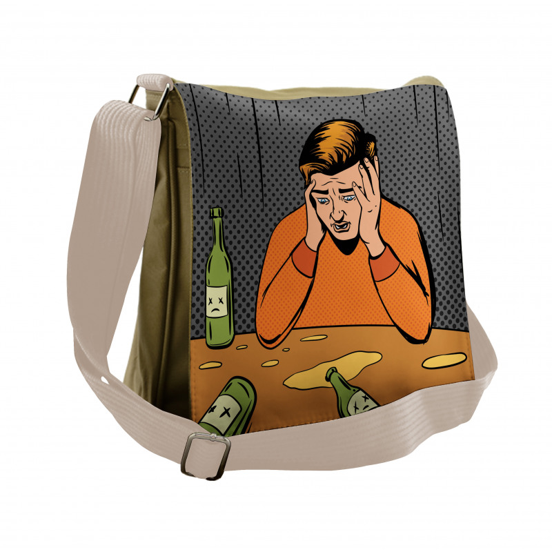 Drunk Man and Empty Bottles Messenger Bag