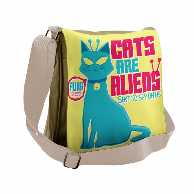 Cats are Aliens Cartoon Messenger Bag