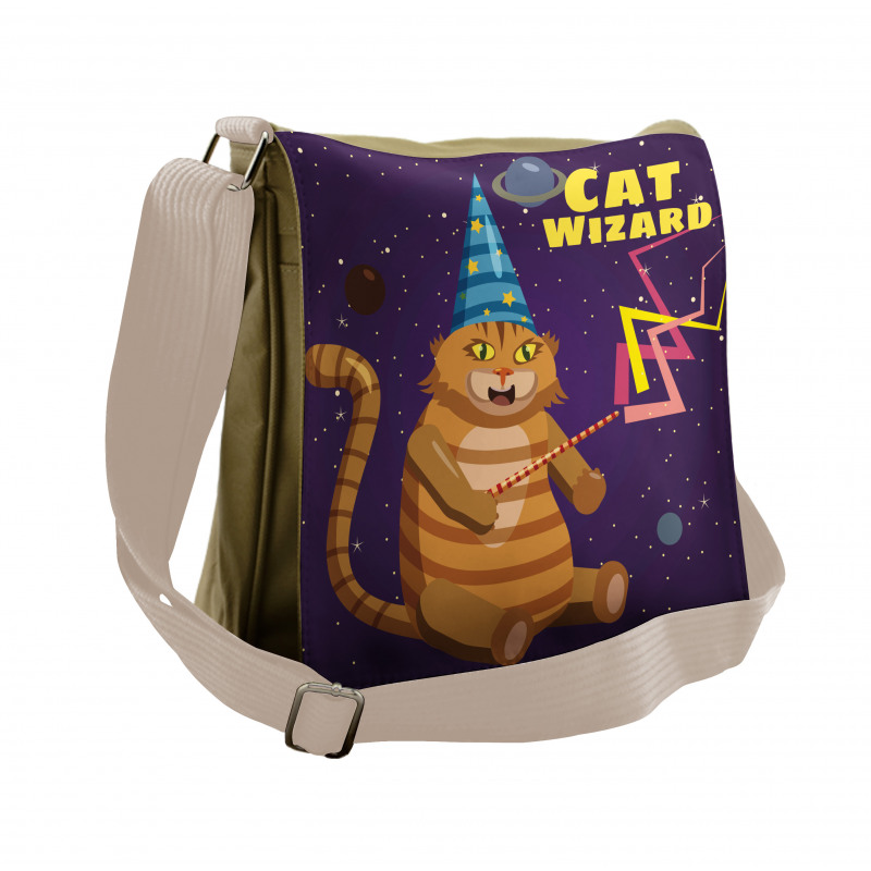 Cat Wizard Funny Cartoon Messenger Bag