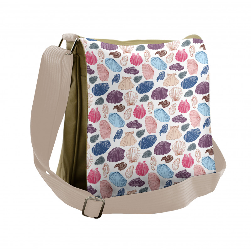 Hand Drawn Colorful Shells Messenger Bag