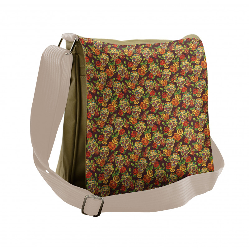 Diamond Flowers Leaves Messenger Bag