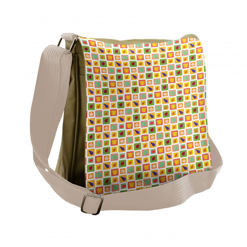 Foods in Vivid Squares Messenger Bag