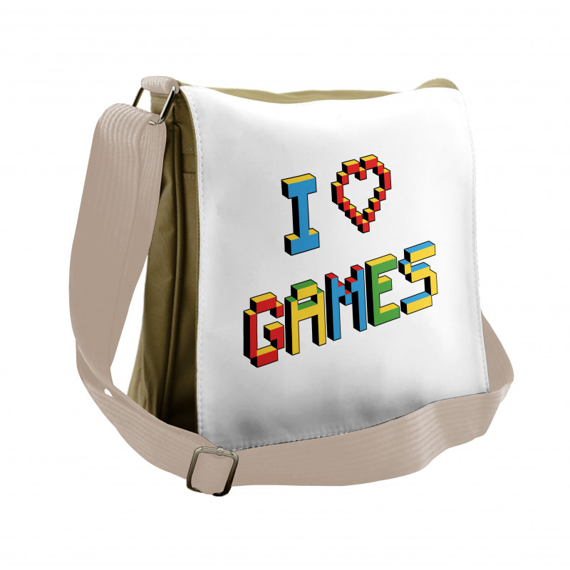 Love Video Games Pixel Art Messenger Bag