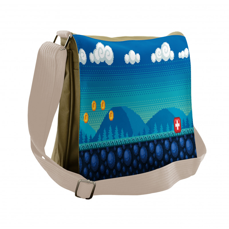 8-Bit Inspired Game Platform Messenger Bag