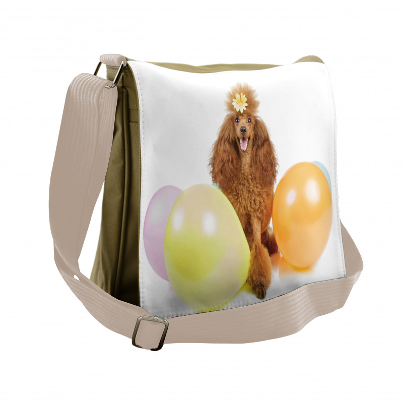 Funny Dog Partying Balloons Messenger Bag