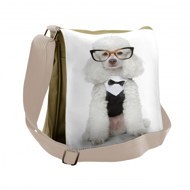 Groomed Doggie in Tuxedo Messenger Bag