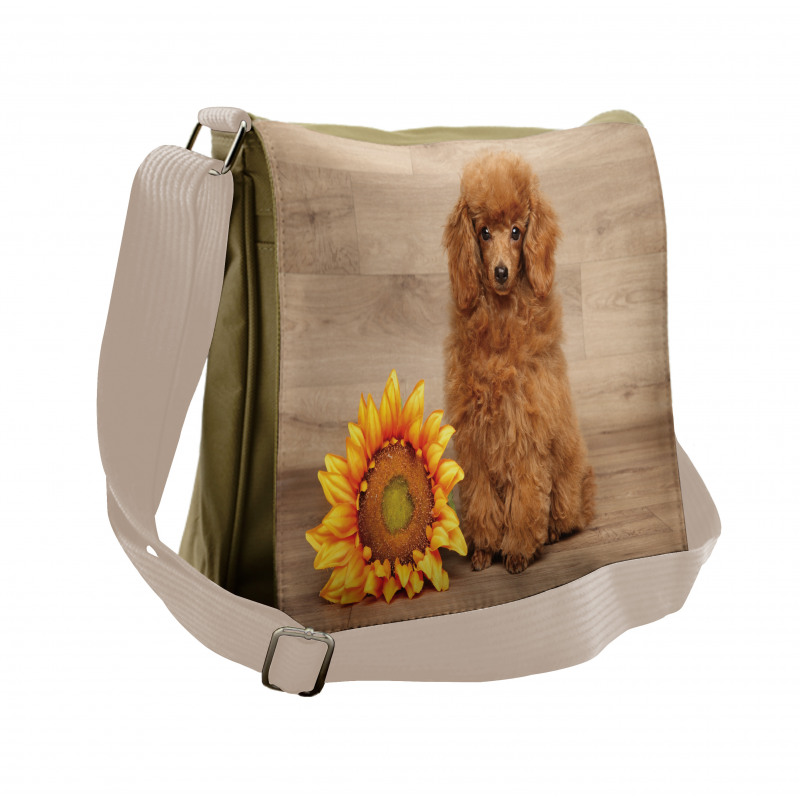 Sunflower on Wooden Backdrop Messenger Bag