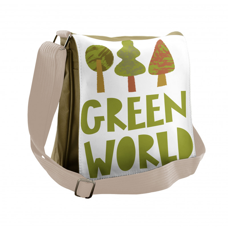 Green World Typography Messenger Bag