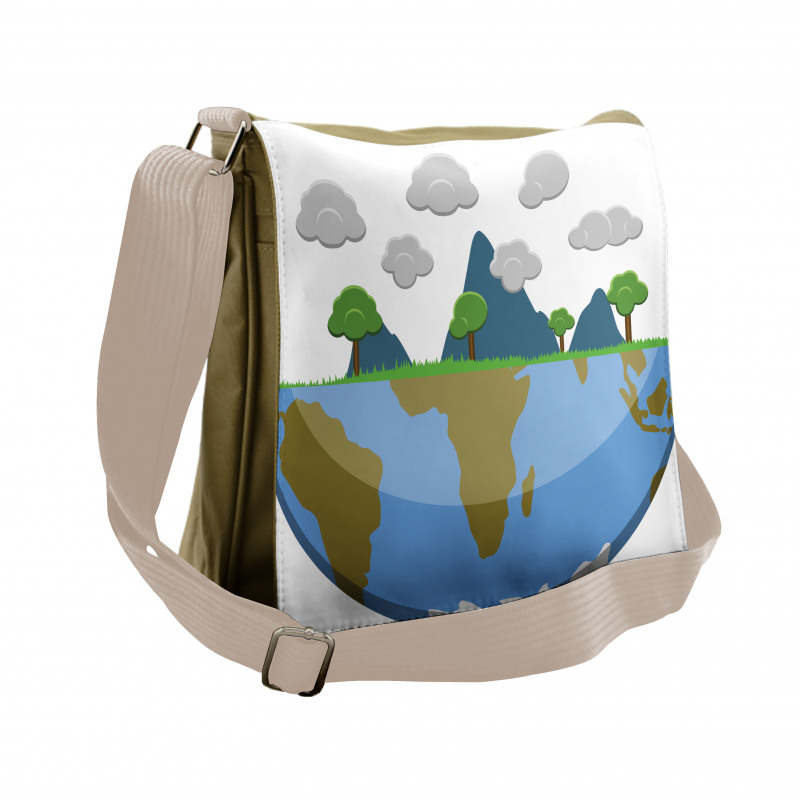 Mountains on Half Earth Messenger Bag