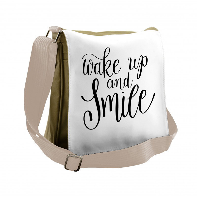 Wake up and Smile Calligraphy Messenger Bag