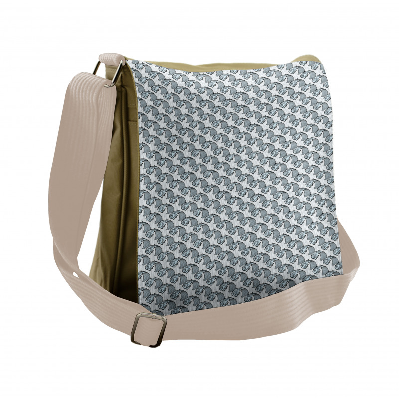 Pastel Tone Wavy Sea Doodle Messenger Bag