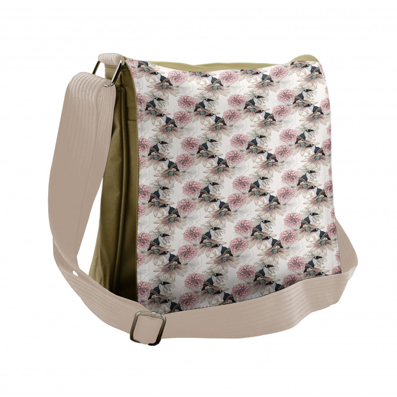 Vintage Toucan and Flowers Messenger Bag