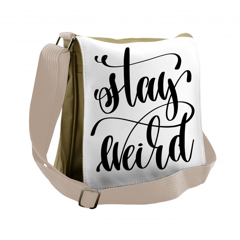 Monochrome Cursive Words Messenger Bag