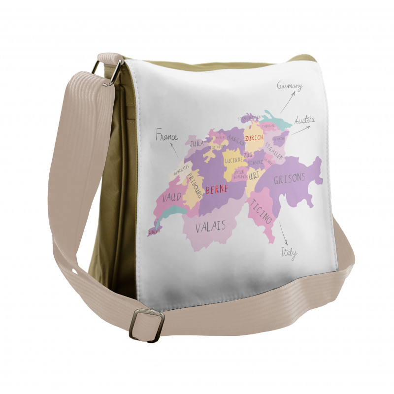 Hand Drawn Map Illustration Messenger Bag