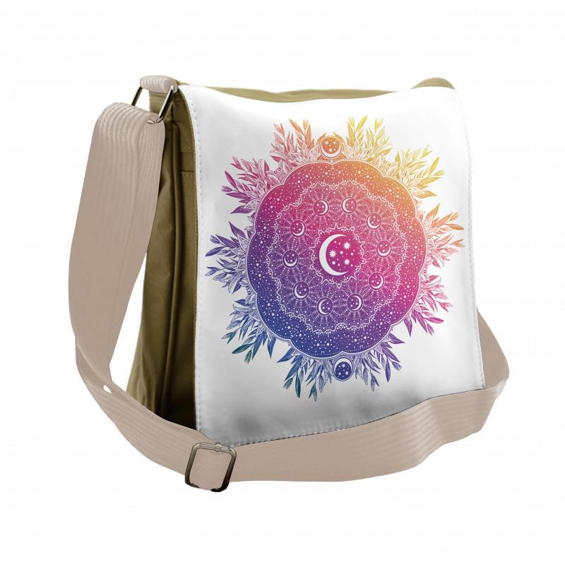 Ornate Space Moon Messenger Bag