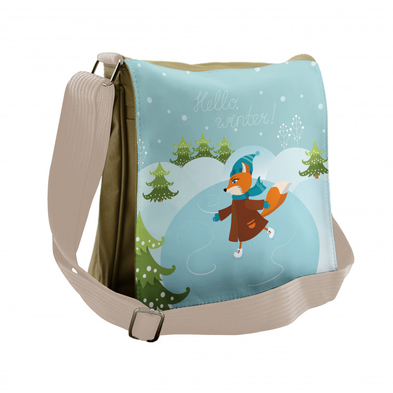 Fox and Hello Winter Messenger Bag