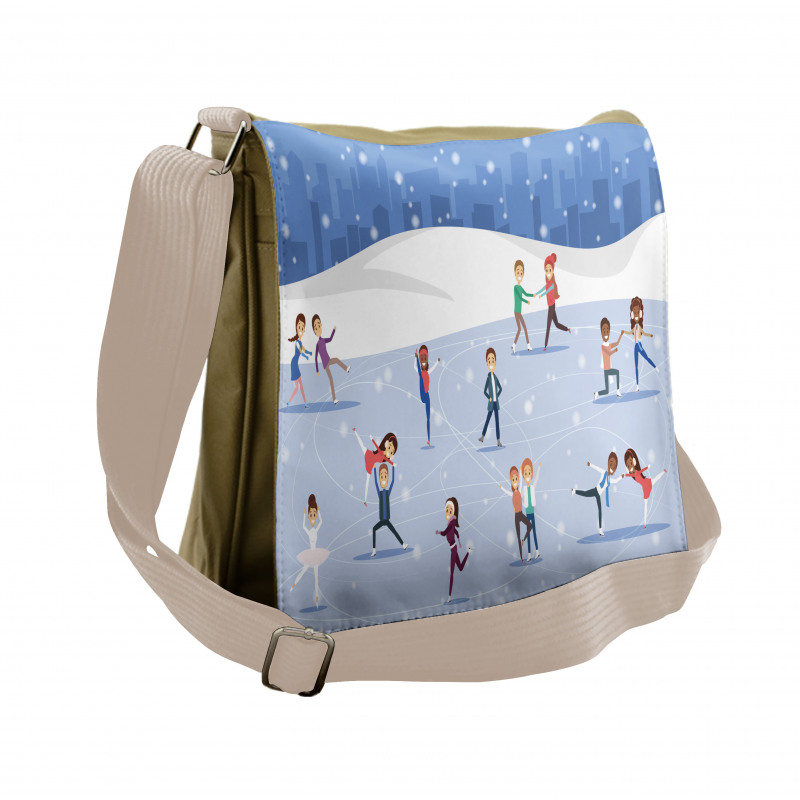 People on the Ice Rink Messenger Bag