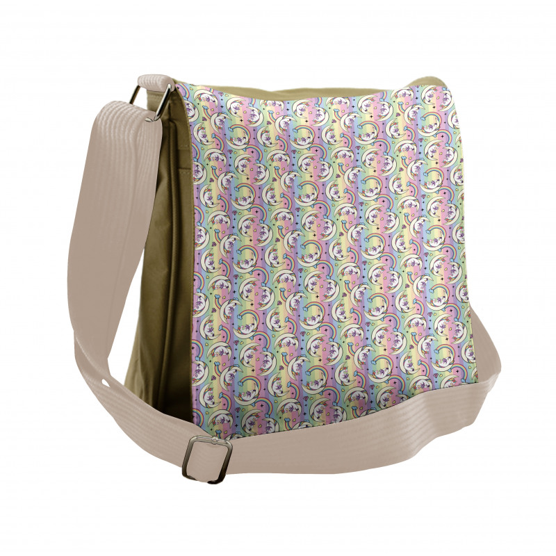 Multicolor Bookworm Unicorn Messenger Bag