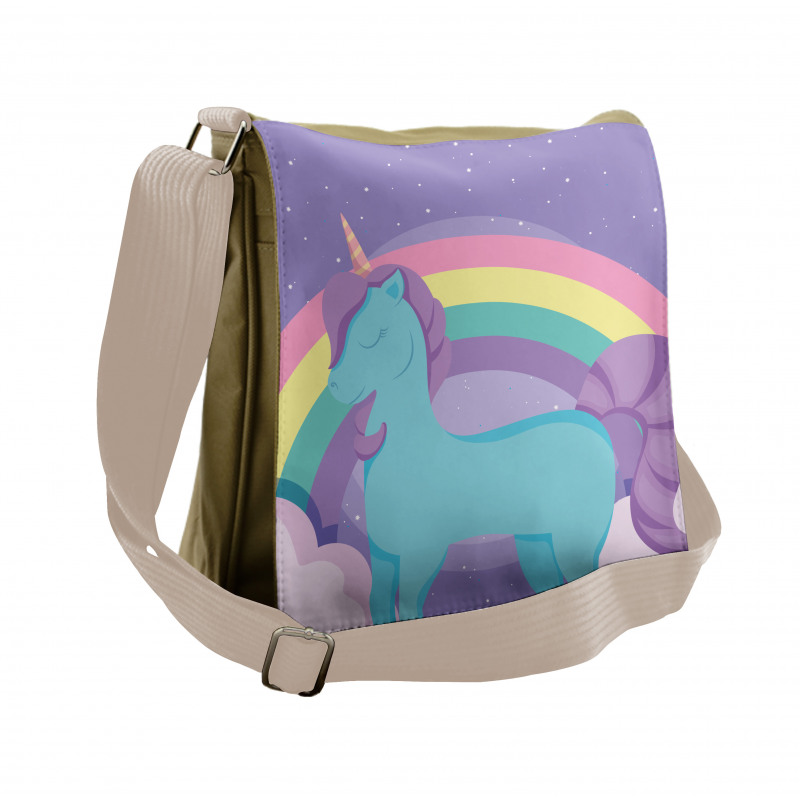 Nursery Rainbow Pony Art Messenger Bag