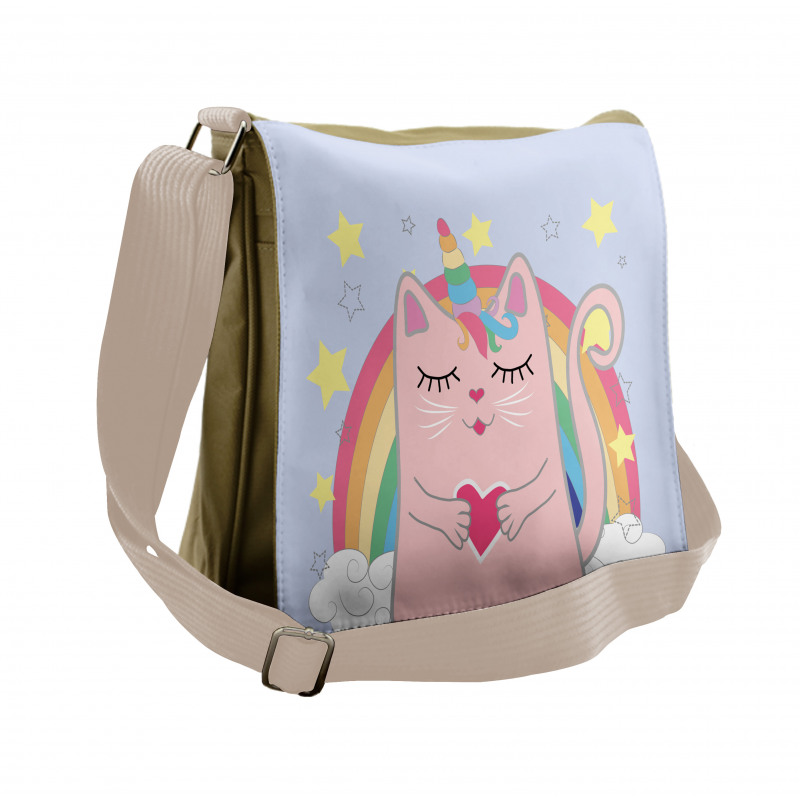 Cat Heart Kitten Art Messenger Bag