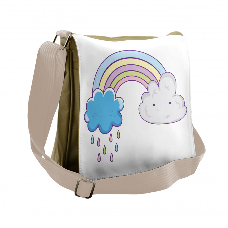 Raining Clouds Cartoon Art Messenger Bag