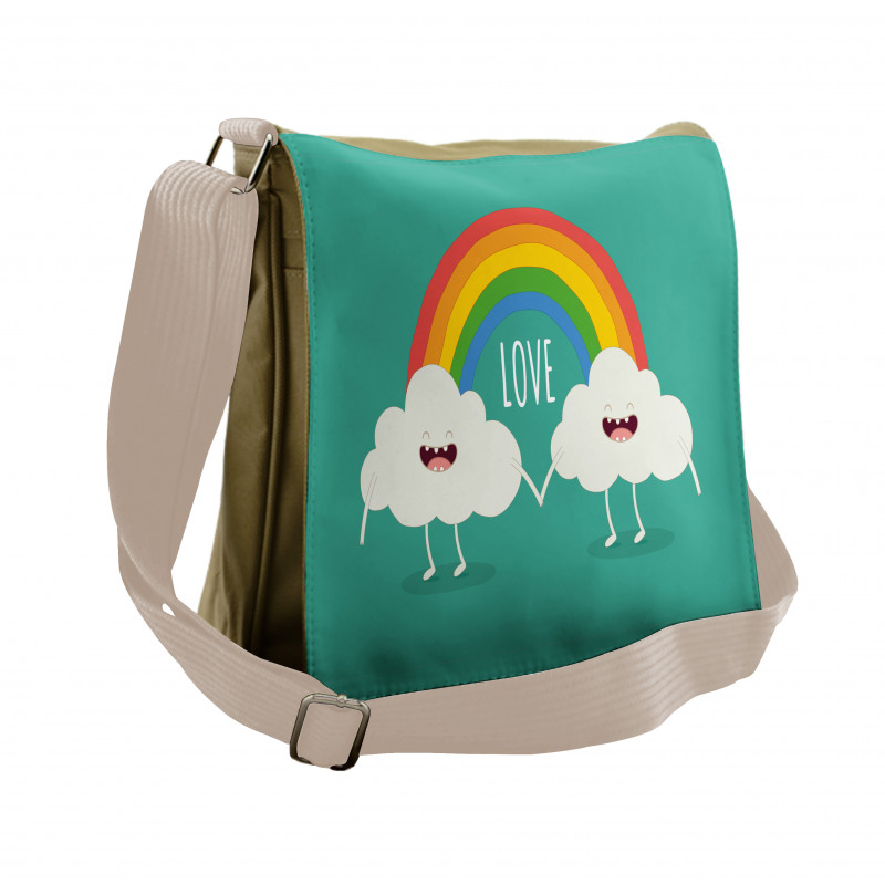 Love Wording Happy Clouds Messenger Bag