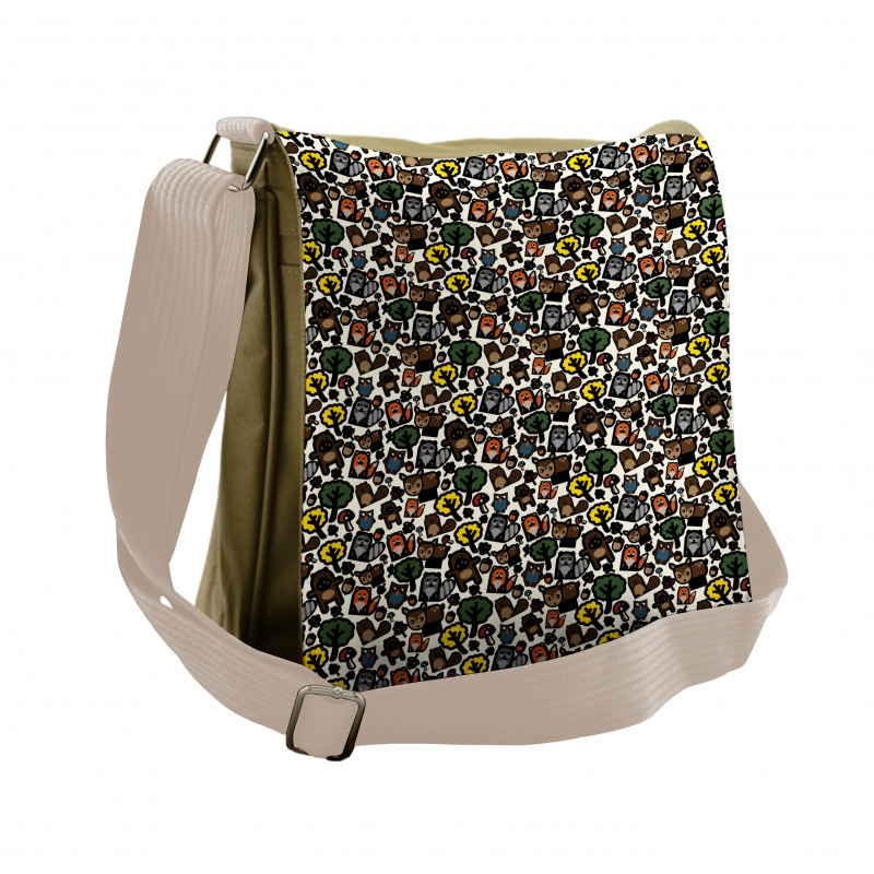 Funny Woodland Animal Shapes Messenger Bag