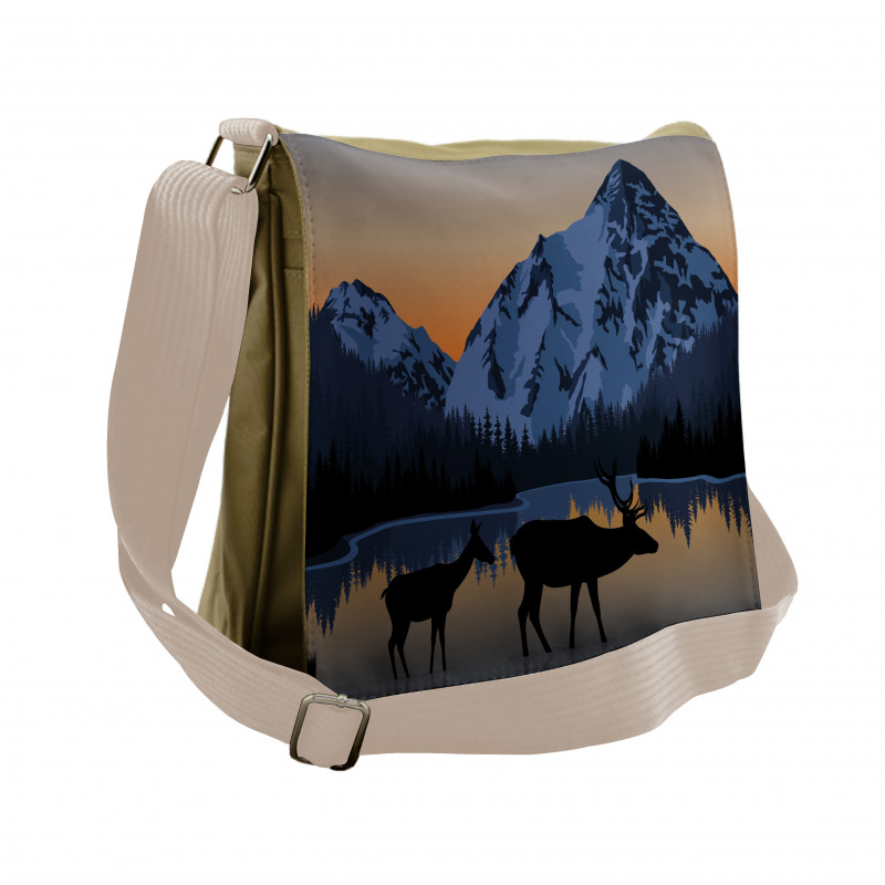 Mountain Deer by the Lake Messenger Bag