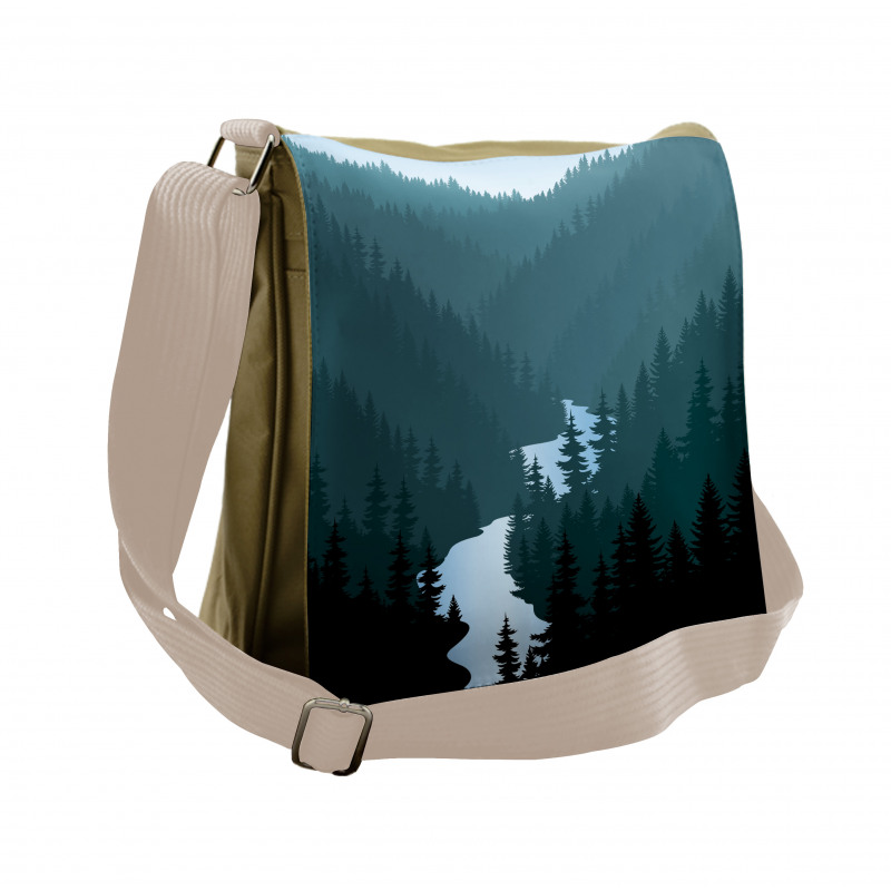 Mountains Forest and River Messenger Bag