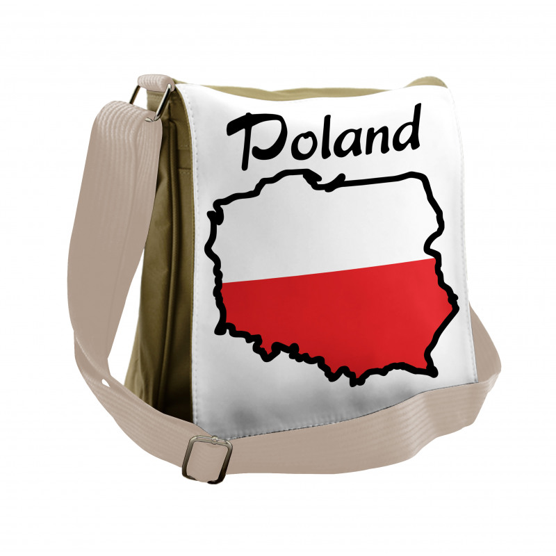 Map and Flag Illustration Messenger Bag