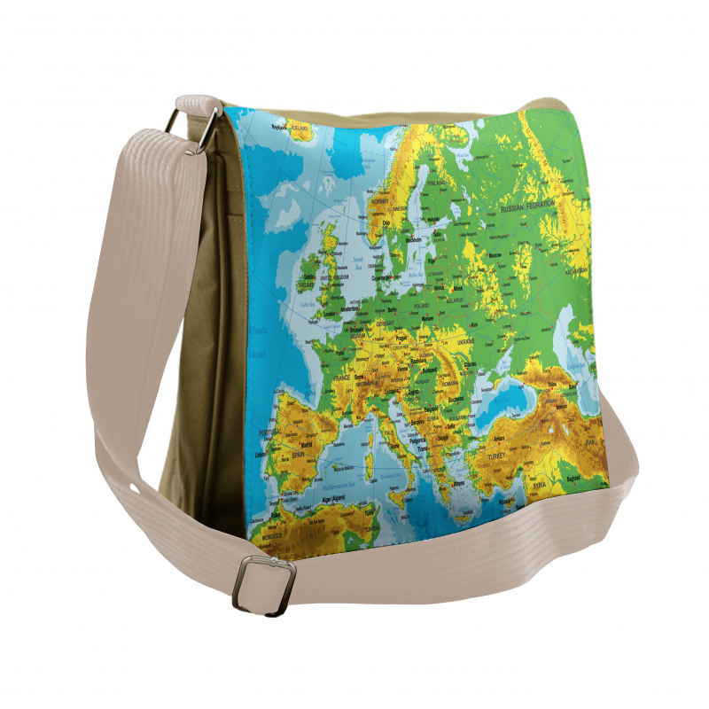 High Detailed Map of Europe Messenger Bag