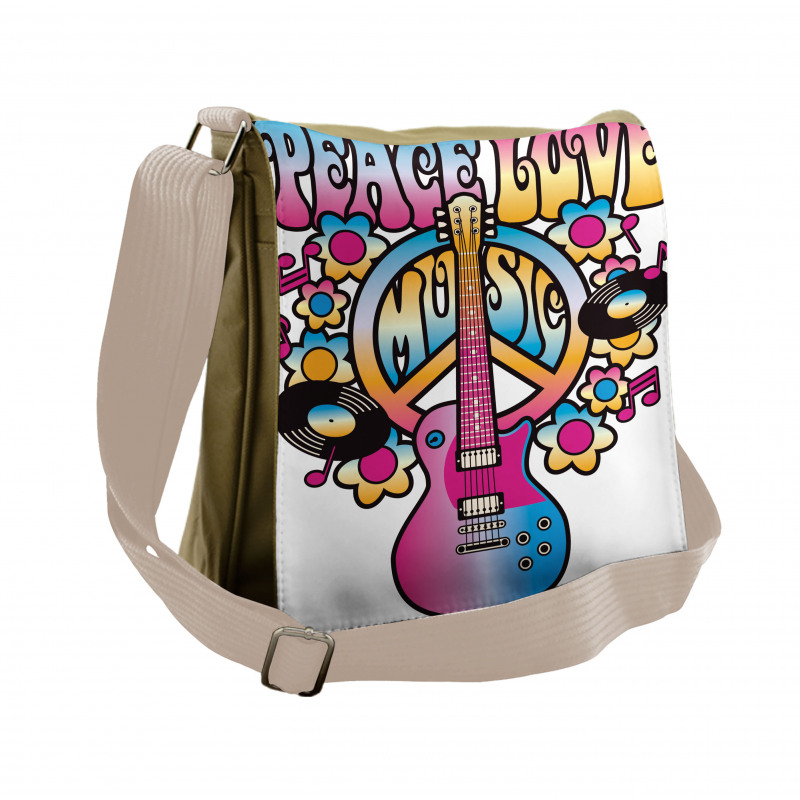 Peace Love Vinyl Music Messenger Bag