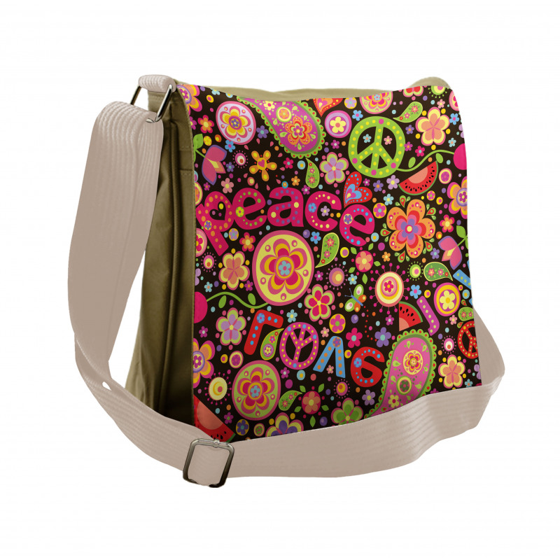 Hippie Paisley Leaves Messenger Bag