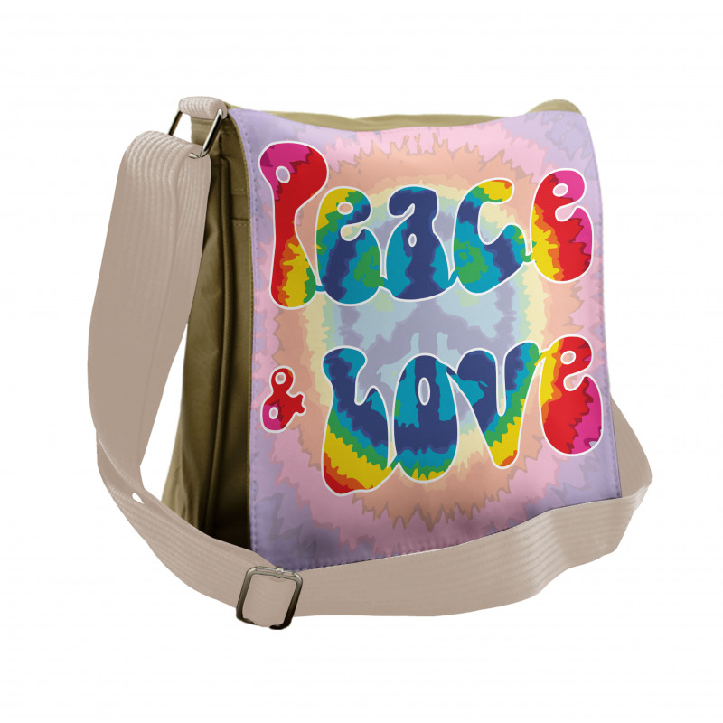 Peace Love Tie Dye Effect Messenger Bag