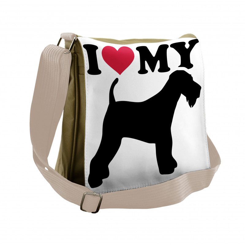 I Love My Terrier Dog Love Messenger Bag