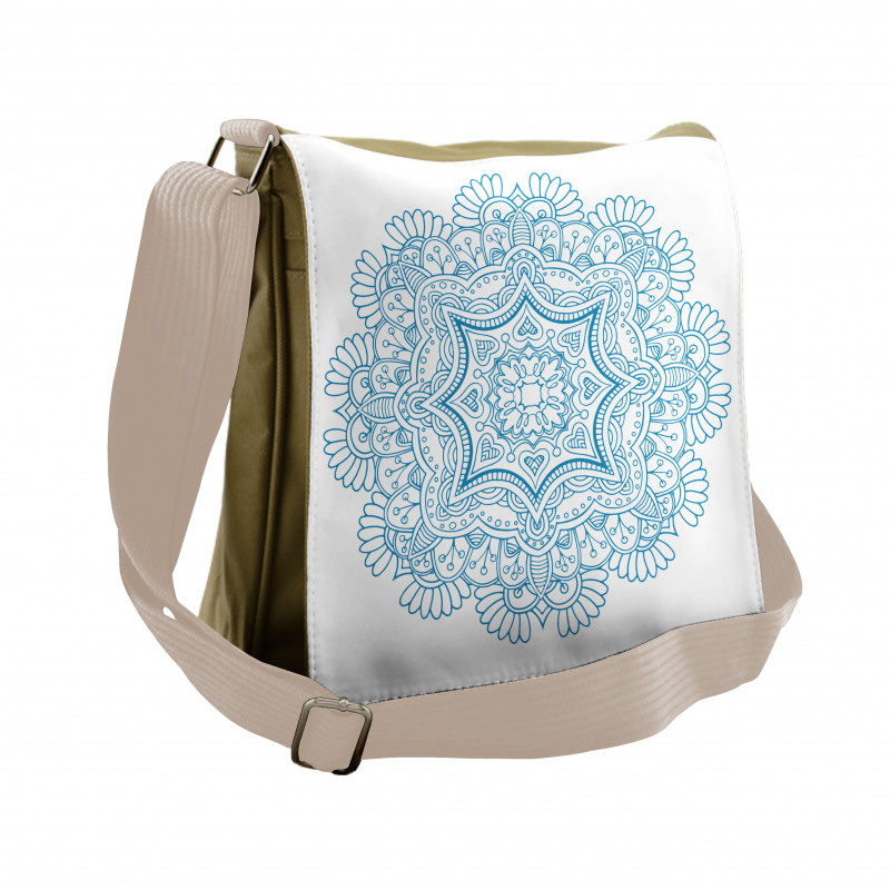 Monotone Floral Round Messenger Bag