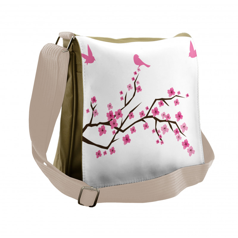 Japanese Cherry Blossoms Art Messenger Bag