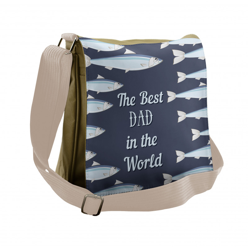 Horizontal Fish Motifs Messenger Bag