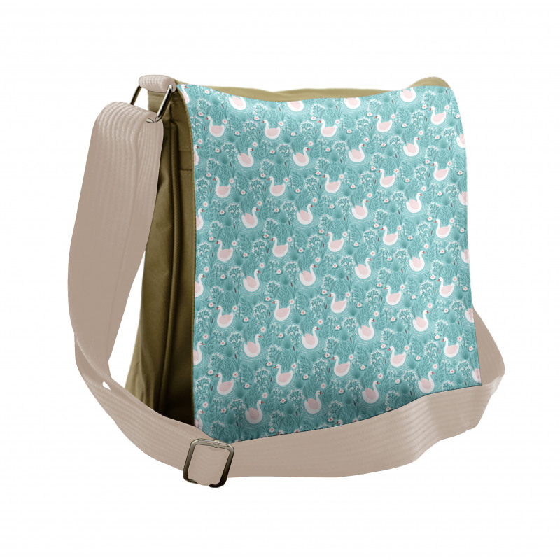 Gracious Flowers Lake Art Messenger Bag