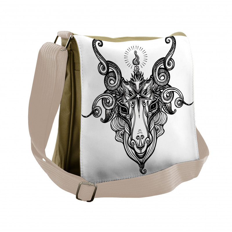 Satanic Goat Head Sketch Messenger Bag