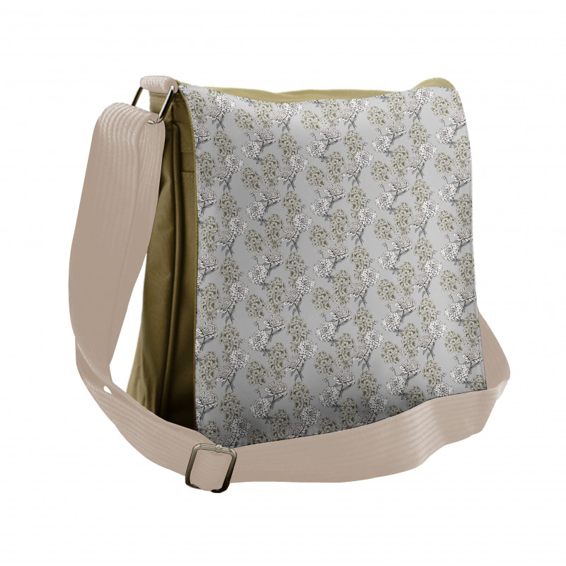 Pastel Nature Tones Flowers Messenger Bag