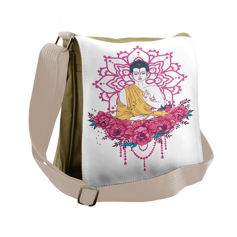 Meditation Floral Mandala Messenger Bag