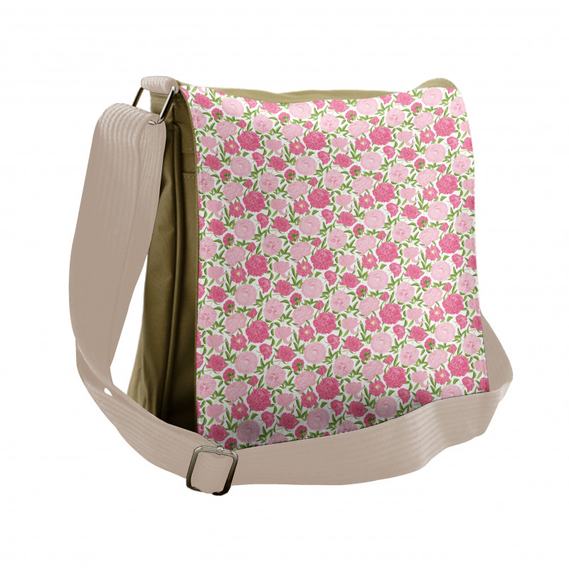 Simplistic Romantic Flowers Messenger Bag