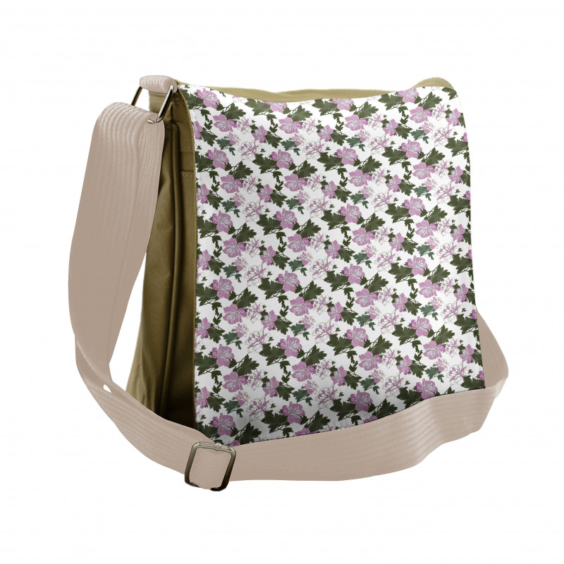 Violet Tones Flowers Blossom Messenger Bag