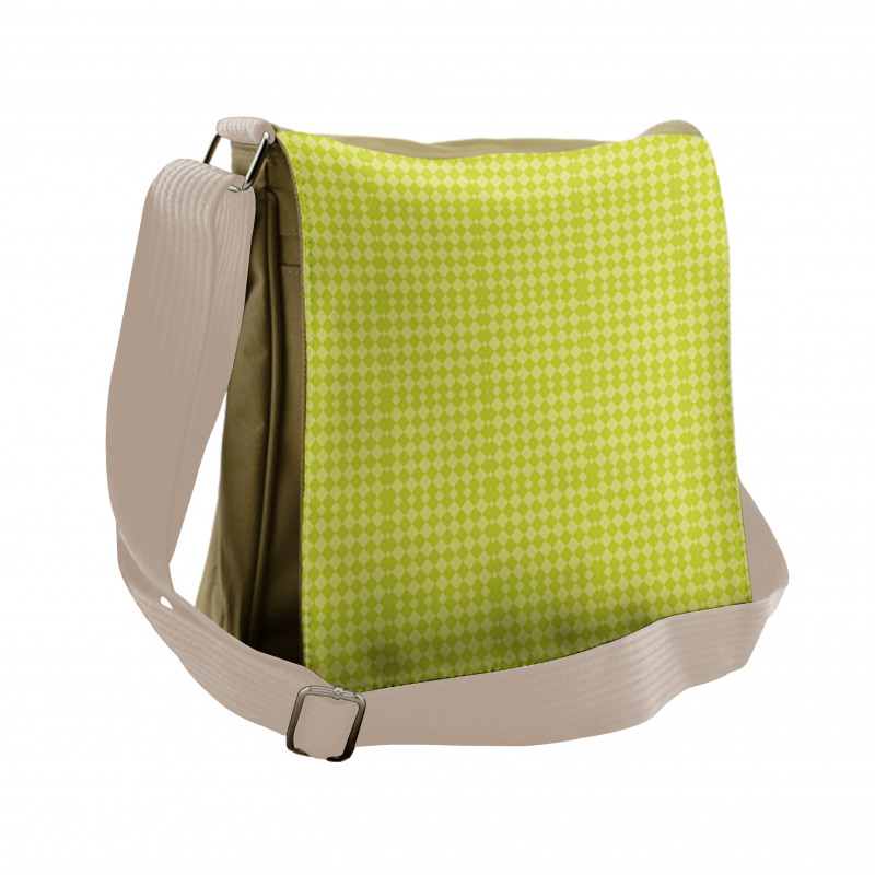Greeny Argyle Art Messenger Bag
