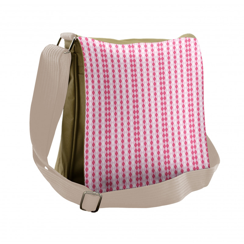 Pinkish Argyle Messenger Bag