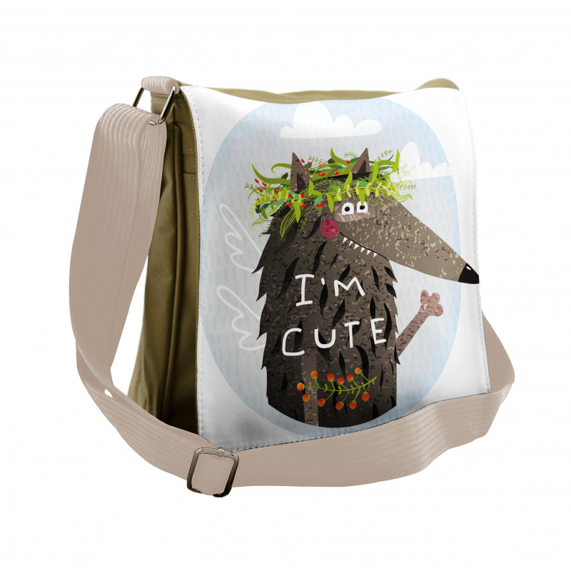 Funny Animal with Berries Messenger Bag