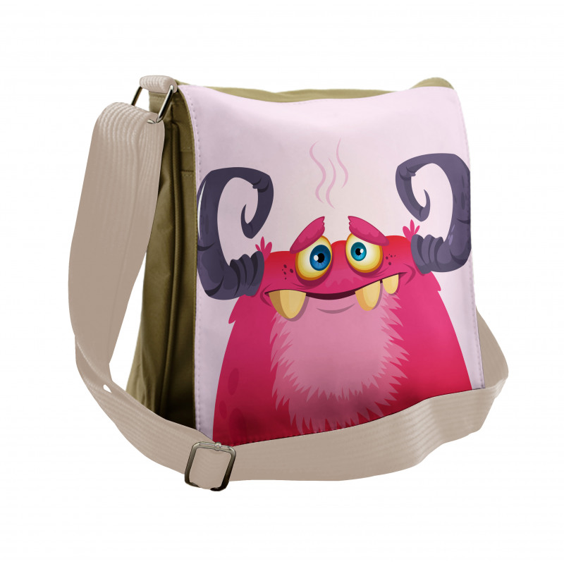 Happy Monster with Horns Messenger Bag